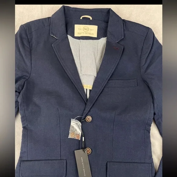 Nifty Genius mens blue 2 button long sleeve blazer jacket size XS